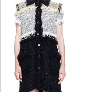 Button-Front Colorblock Tweed Dress 
size 8